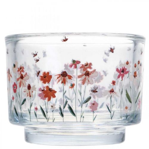 Floristik24 Portavelas de cristal farol verano pradera abejas Ø9cm