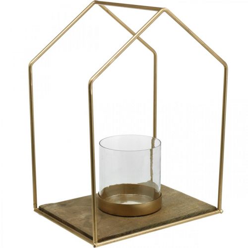 Linterna casa portavelas de metal decoración de mesa 26×20×35cm