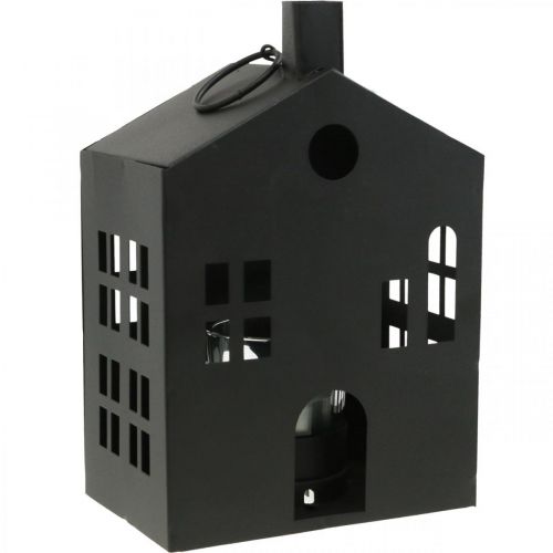 Floristik24 Casa portavelas de metal negro, casa de luz Ø4.4cm H18cm