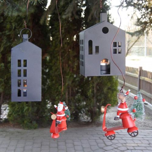 Floristik24 Casa portavelas de metal negro, casa de luz Ø4.4cm H18cm