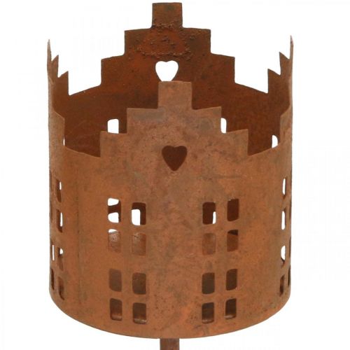 Floristik24 Portavelas casa metal óxido casita para pegar Ø6,5cm 4pcs