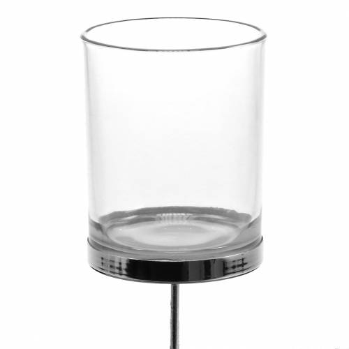 Artículo Portavelas para enchufar metal/vidrio Ø6,5cm H19cm 2 piezas