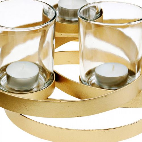 Floristik24 Portavelas adviento metal redondo dorado con 4 copas 34×26×18cm