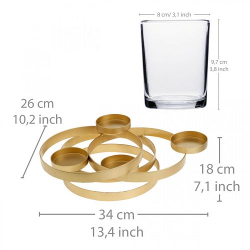 Floristik24 Portavelas adviento metal redondo dorado con 4 copas 34×26×18cm