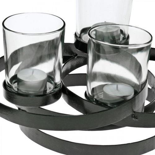 Floristik24 Portavelas de Adviento metal redondo negro 4 vasos 34 × 26 × 18cm
