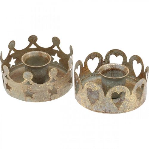 Portavelas metal para velas cónicas óptica antigua oro Ø7cm  4pcs-01483