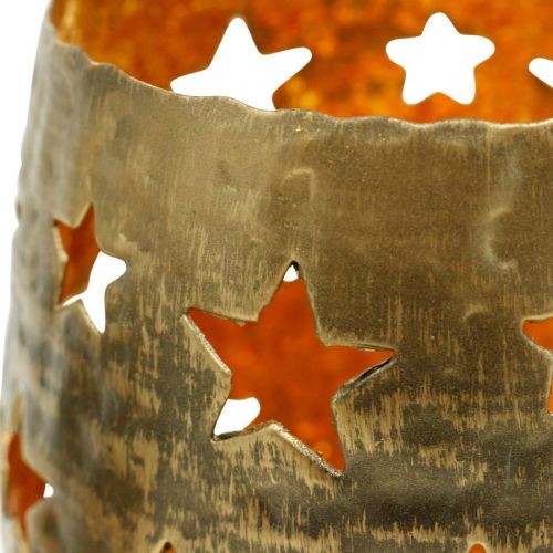 Floristik24 Portavelas de adviento con estrellas metal dorado Ø8.5cm H11cm
