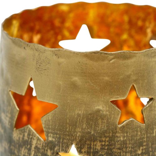 Floristik24 Portavelas con estrellas Decoración navideña metal dorado Ø8cm H7cm