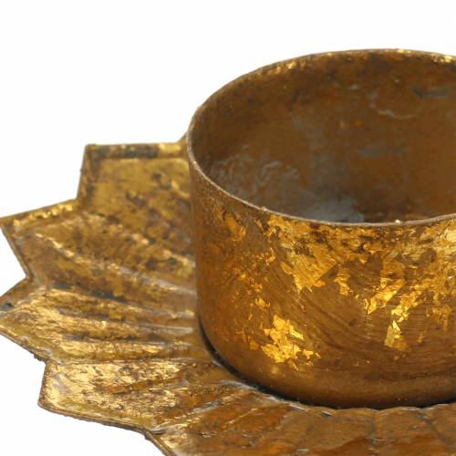 Artículo Portavelas para pegar metal en dorado Ø9cm H9cm 4uds