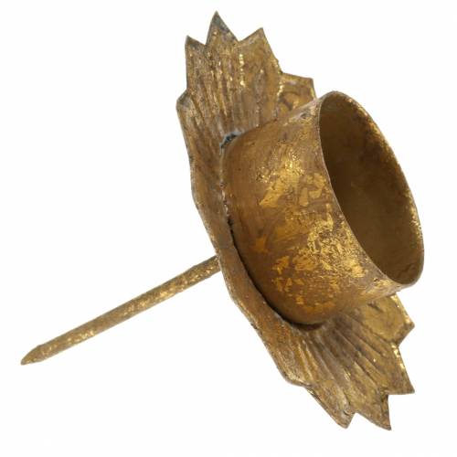 Artículo Portavelas para pegar metal en dorado Ø9cm H9cm 4uds