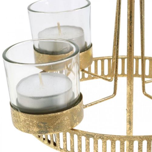 Floristik24 Portavelas cuatro vasos Estrella Navidad Oro Ø20cm H38.5cm
