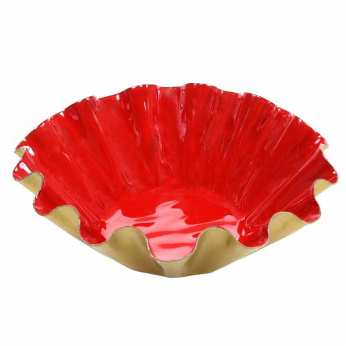 Artículo Cuenco decorativo bandeja para hornear aspecto esmaltado rojo, dorado Ø12.5cm H4cm