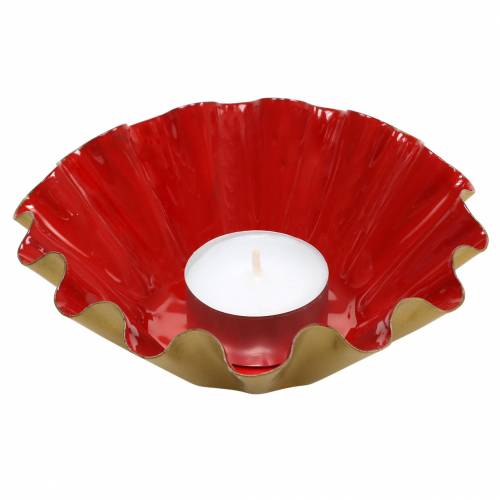 Artículo Cuenco decorativo molde para hornear aspecto esmaltado rojo, dorado Ø12,5cm H4cm