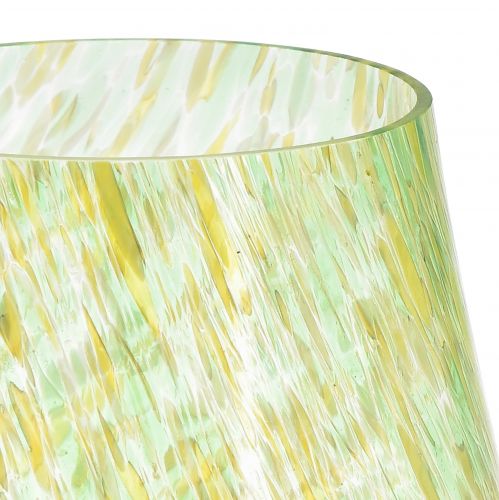 Artículo Portavelas farol de cristal amarillo verde Ø12cm H14,5cm