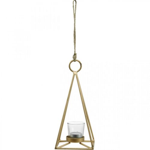 Floristik24 Portavelas colgante de metal dorado farolillo decorativo 12,5×12,5×28cm