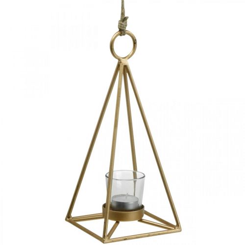 Floristik24 Portavelas colgante de metal dorado farolillo decorativo 12,5×12,5×28cm