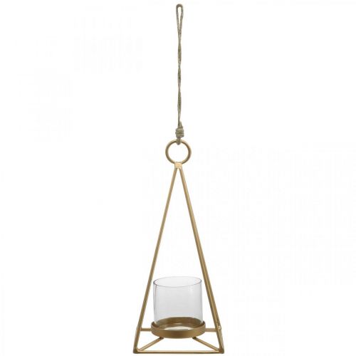 Floristik24 Linterna colgante portavelas dorado para colgar 15×15×38cm