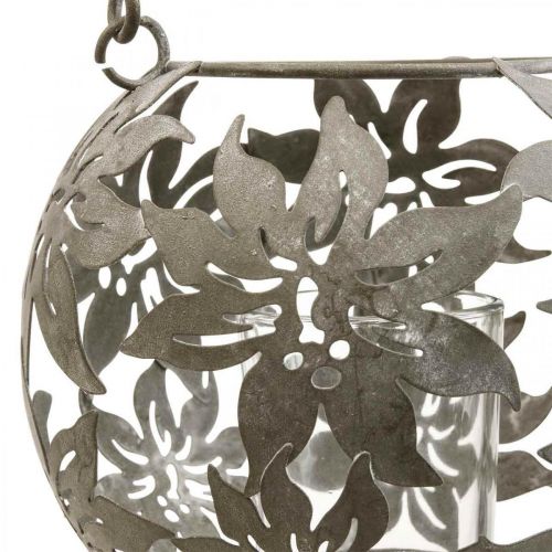 Artículo Luz de viento decoración colgante de metal farol decorativo gris Ø14cm H13cm