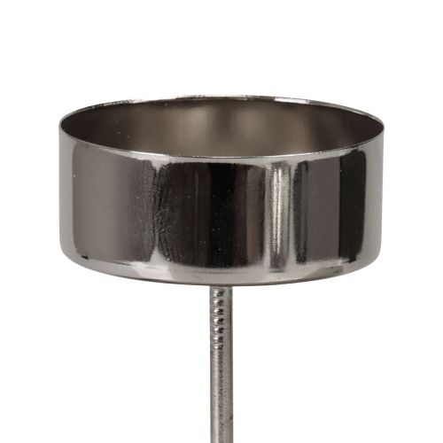 Artículo Portavelas para pegar corona de Adviento plateado Ø4cm 8 piezas