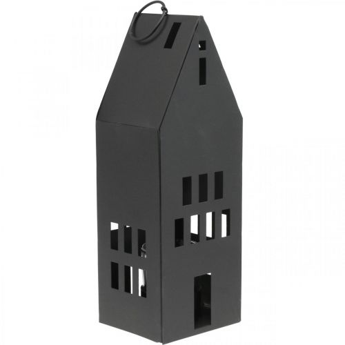 Floristik24 Casa de luz de té, casa de linterna metal negro Ø4.4cm H26cm