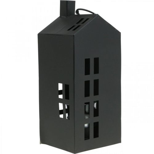 Floristik24 Casa de linterna, casa de luz metal negro Ø4.4cm H22cm