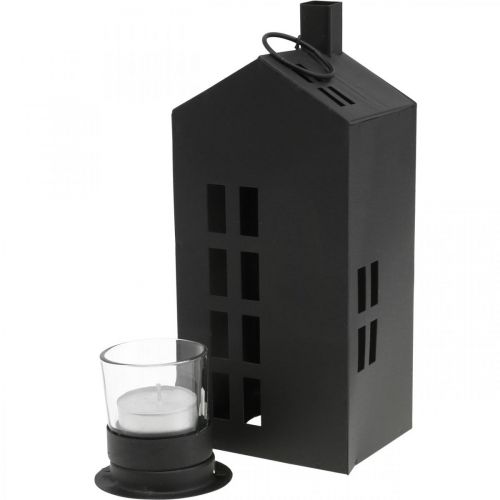 Floristik24 Casa de linterna, casa de luz metal negro Ø4.4cm H22cm