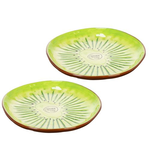 Floristik24 Platos redondos de cerámica con motivo de kiwi, aptos para mesa de comedor o cocina, 16 cm, 2 piezas