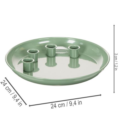 Plato para velas Corona de Adviento verde con cuatro portavelas 24cm | Floristik24.es