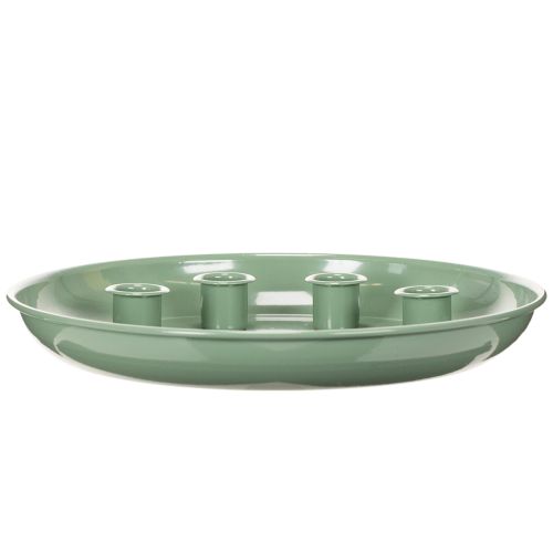 Plato para velas Corona de Adviento verde con cuatro portavelas 24cm | Floristik24.es