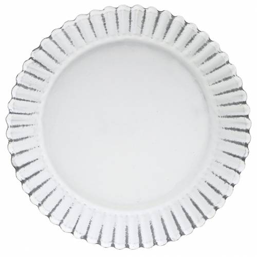 Floristik24 Plato decorativo molde para hornear zinc blanco Ø15cm H2cm