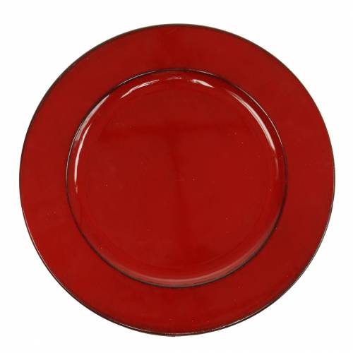 Floristik24 Plato decorativo rojo/negro Ø22cm