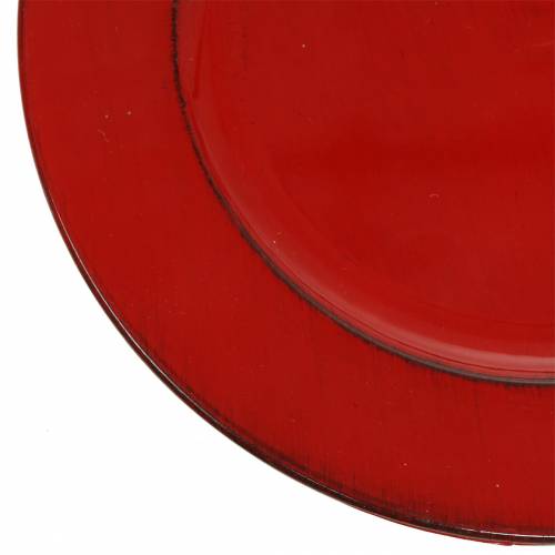 Floristik24 Plato decorativo rojo/negro Ø22cm