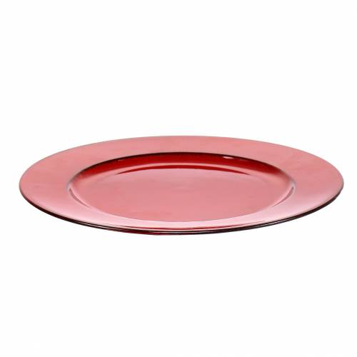 Floristik24 Plato decorativo rojo/negro Ø22cm