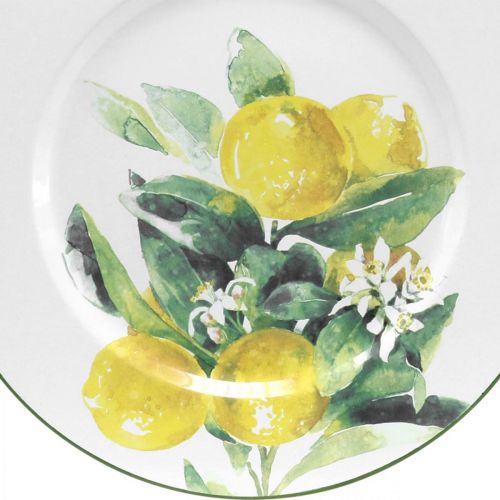 Artículo Plato decorativo mediterráneo, plato de metal con rama de limón Ø34cm