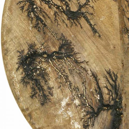 Artículo Plato decorativo madera natural, dorado efecto craquelado mango madera Ø30