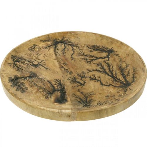 Artículo Plato decorativo madera natural, dorado efecto craquelado mango madera Ø30