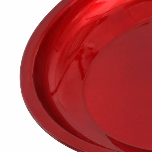 Artículo Plato decorativo de metal rojo efecto esmalte Ø23cm