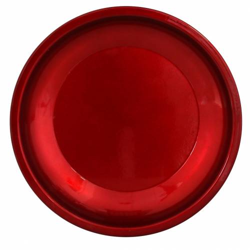Plato decorativo fabricado en metal rojo con efecto vidriado Ø30cm