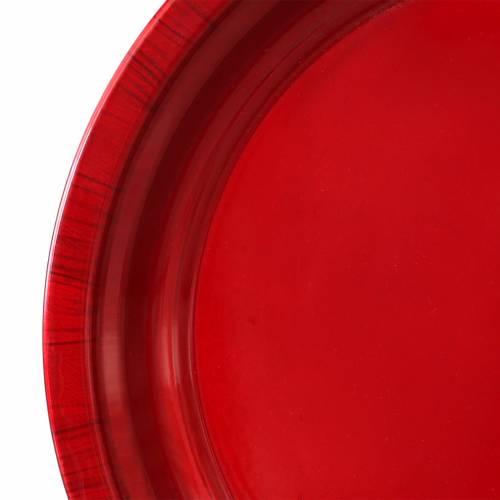 Artículo Plato decorativo fabricado en metal rojo con efecto vidriado Ø30cm