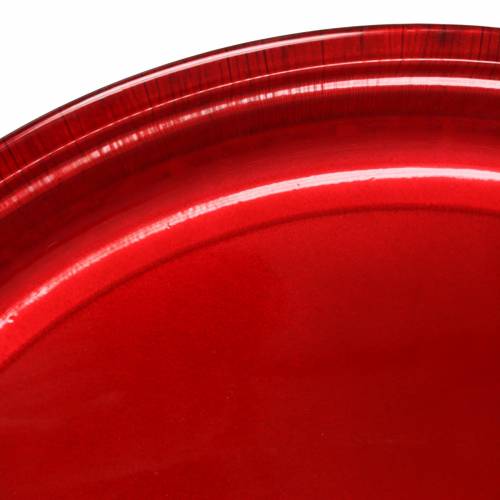 Floristik24 Plato decorativo fabricado en metal rojo con efecto vidriado Ø50cm
