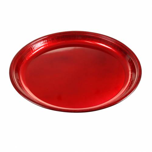 Floristik24 Plato decorativo fabricado en metal rojo con efecto vidriado Ø50cm