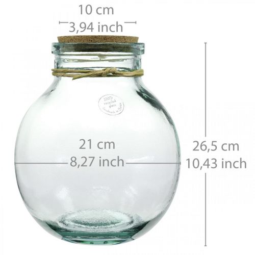 Floristik24 Juego de botella de jardín de vidrio con tapa de corcho y herramientas Ø21cm H25cm