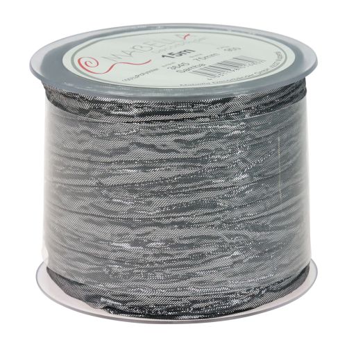 Artículo Cinta de seda cinta de mesa cinta de regalo cinta plateada 75mm 15m