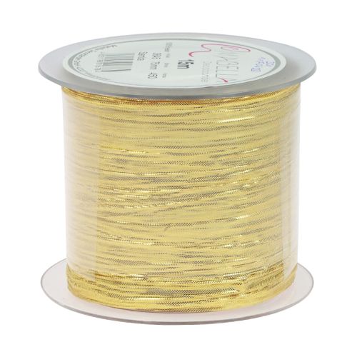 Artículo Cinta de regalo cinta de seda dorada cinta de mesa 75mm 15m