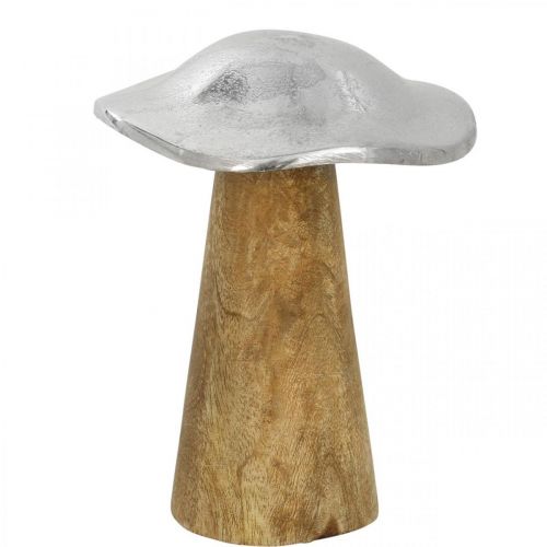 Decoración de mesa seta deco metal madera plata seta de madera H14cm