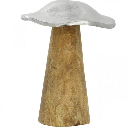 Artículo Decoración de mesa seta deco metal madera plata seta de madera H14cm