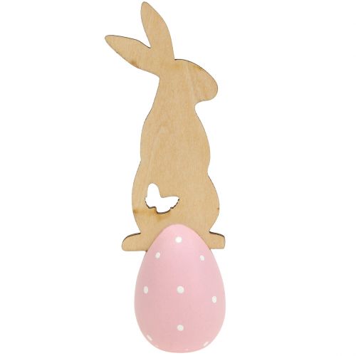 Floristik24 Decoración de mesa Huevo de Pascua con conejo 9cm - 12cm 2pcs