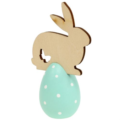 Floristik24 Decoración de mesa Huevo de Pascua con conejo 9cm - 12cm 2pcs
