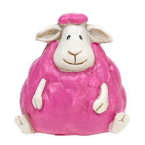 Floristik24 Decoración de Mesa Oveja Rosa, fucsia 5,5cm - 7cm 3pcs