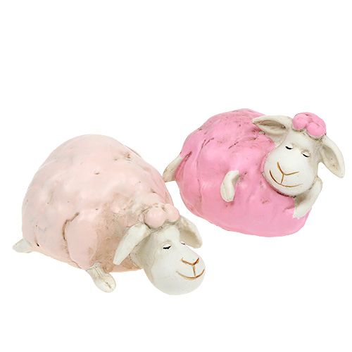 Floristik24 Decoración de Mesa Oveja Rosa, fucsia 5,5cm - 7cm 3pcs